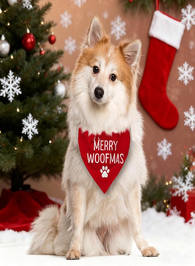 ZPPRJF Merry Woofmas Dog Bandana, Cute Christmas Dog Bandana, Red Adjustable Comfortable Triangle Pet Scarf with Paw Prints Pattern, Christmas Pet Gift for Small Medium Dogs - Image 4